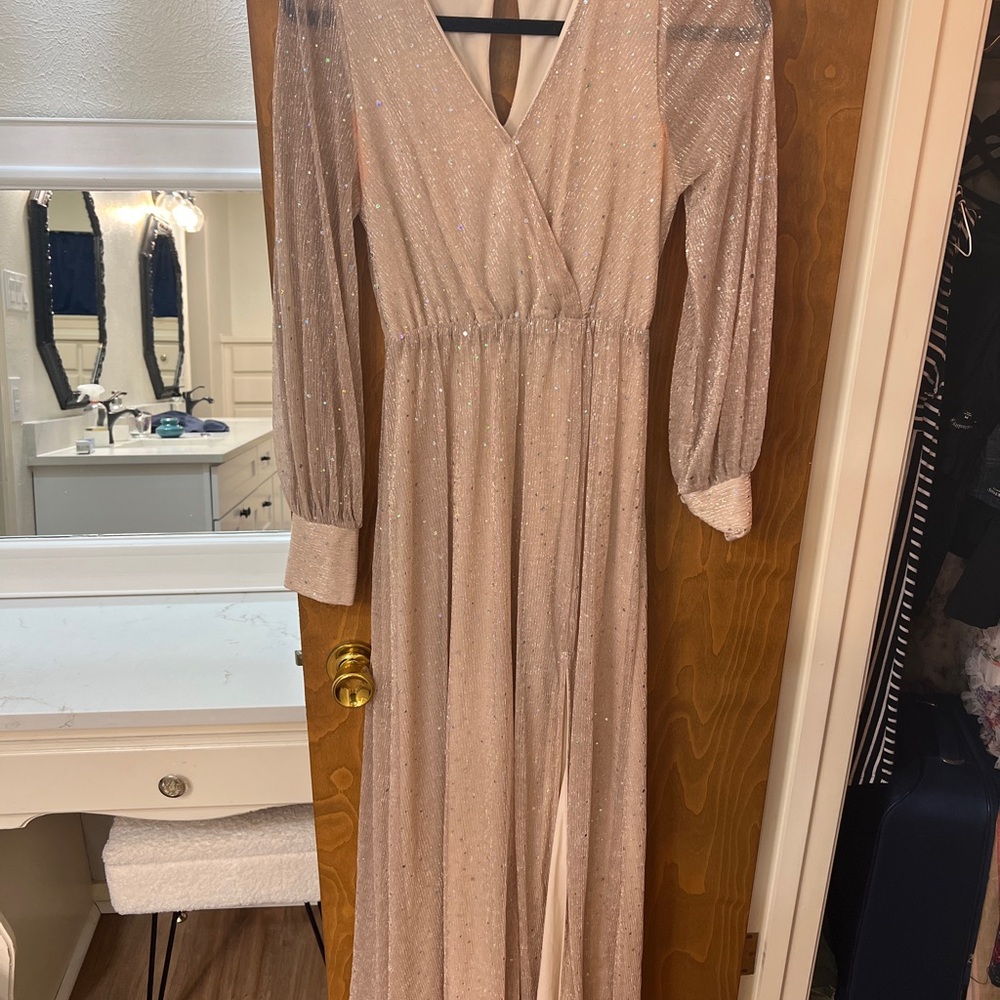 Baltic Born Long Sleeve Glitter Dress in Cream